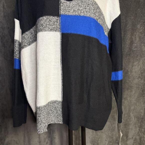 Style & Co Long Sleeve Muse Colorblock Multi-color Sea Captain Black Sweater M - Picture 3 of 11